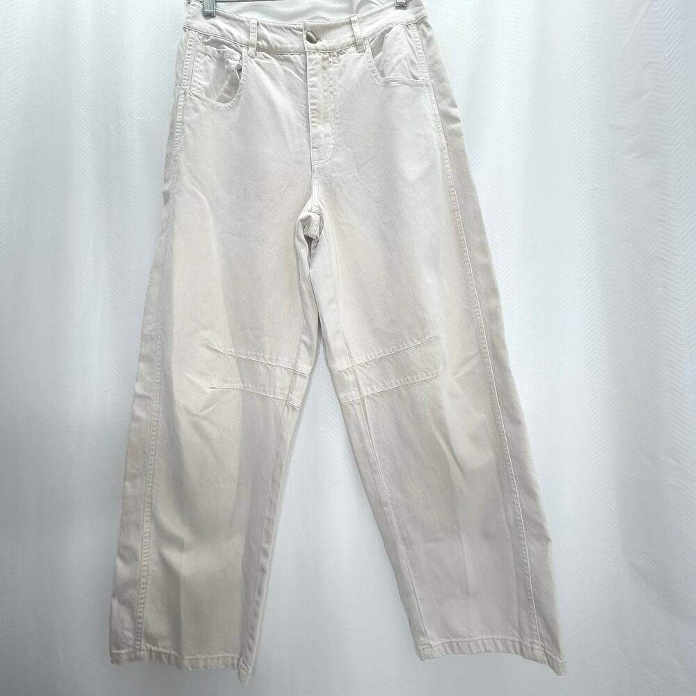 Young Fabulous Broke cream barrel pants S wide leg